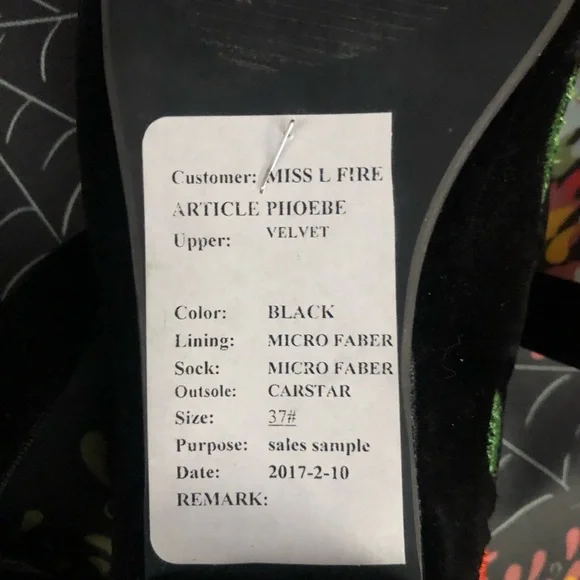 Miss L Fire Black Velvet Article Phoebe Embroidered Flat lace-up Ballet Shoes - Picture 3 of 3